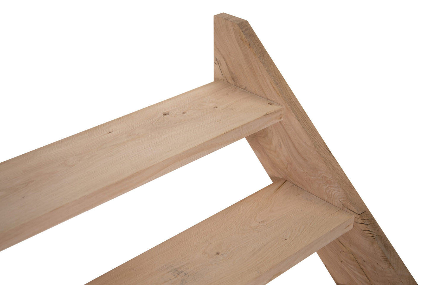 green oak wood steps close up