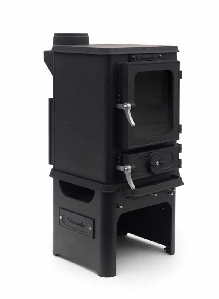 A Harrogate Huts small cast iron shepherd hut hobbit stove.