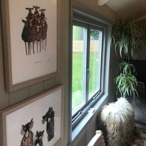 The inside view of a Harrogate Huts small double casement window.