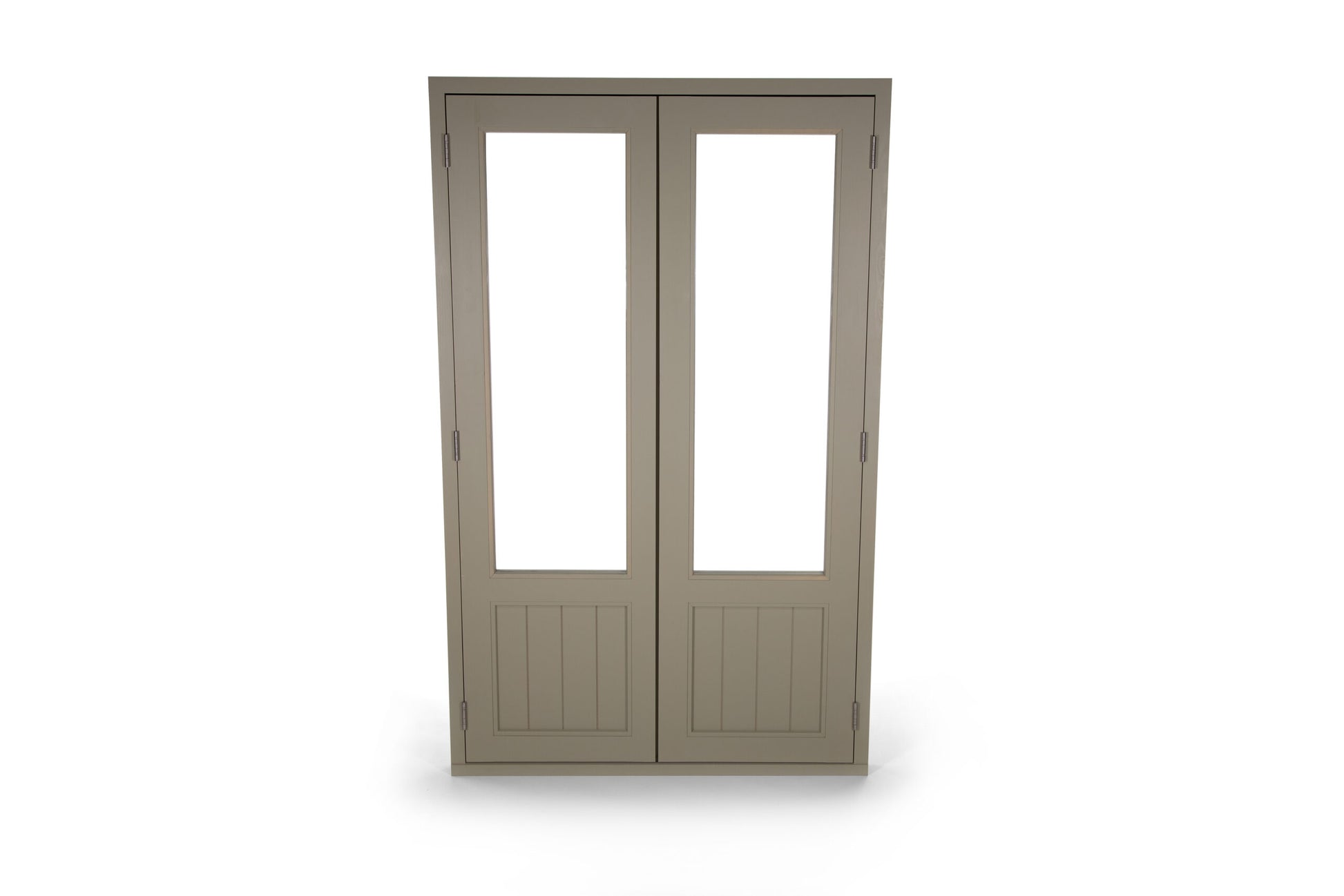A fully glazed french door hung on stainless steel hinges from Harrogate Huts.