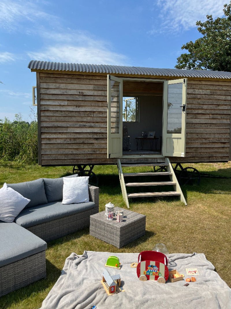 XL (2.4m Wide) Shepherd Hut with french doors in the countryside.